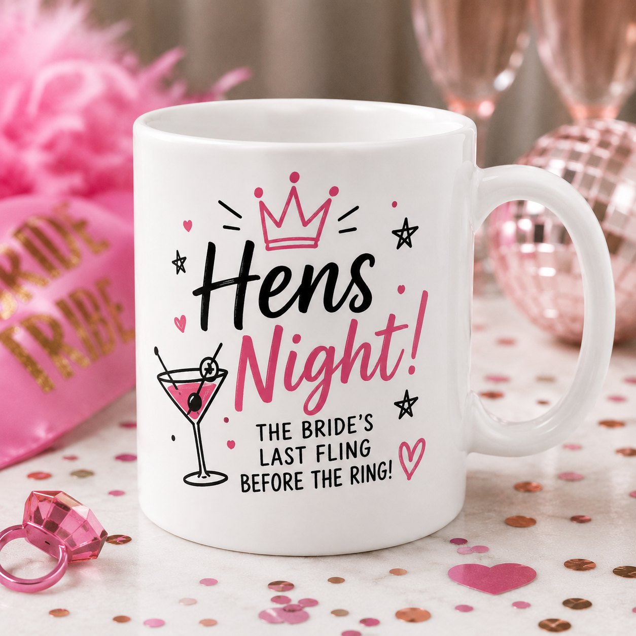 Custom hens party squad mugs — matching set, Gold Coast